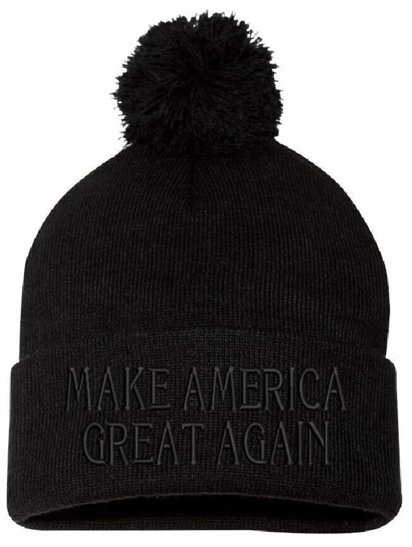 Make America Great Again Trump 2024 Winter Hat with Black Pom Pom Trump Hat