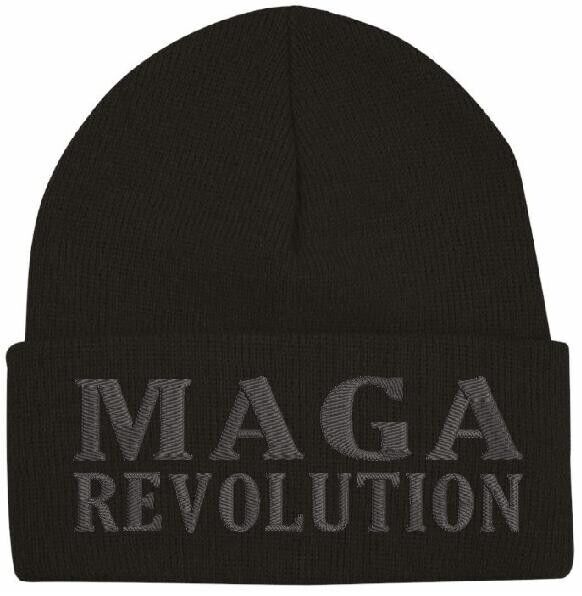 Trump REVOLUTION Winter Hat Black Winter hat with Gray Embroidery Trump 2024 Hat