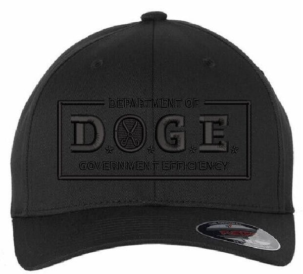 DOGE Hat Department of Government Efficiency Embroidered BLACKOUT Flex fit Hat