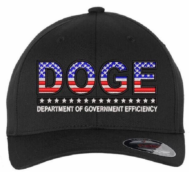 USA DOGE Hat Department of Government Efficiency Embroidered Flex Fit BLACK