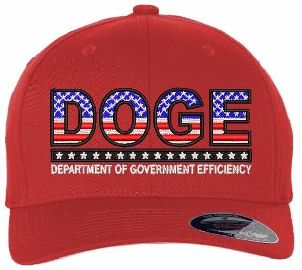 USA DOGE Hat Department of Government Efficiency Embroidered RED Flex fit USA