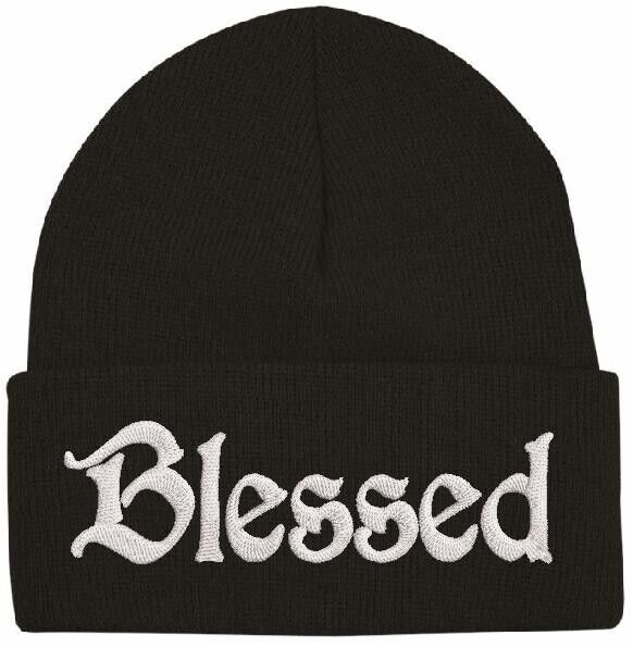 Beanies for Men "BLESSED" Embroidery God Winter Hats Women Acrylic Skull Cap