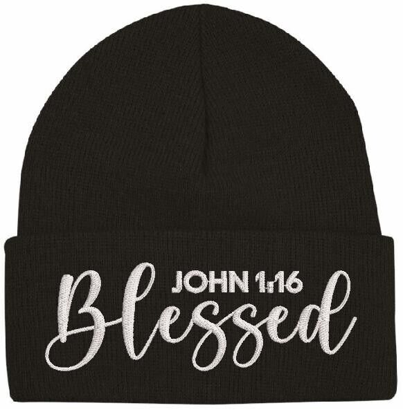 Beanies for Men BLESSED JOHN 1:16 Christ Church Faith Christian Winter Hat