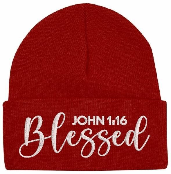 Beanies for Men BLESSED JOHN 1:16 Christ Church Faith Christian Winter Hat