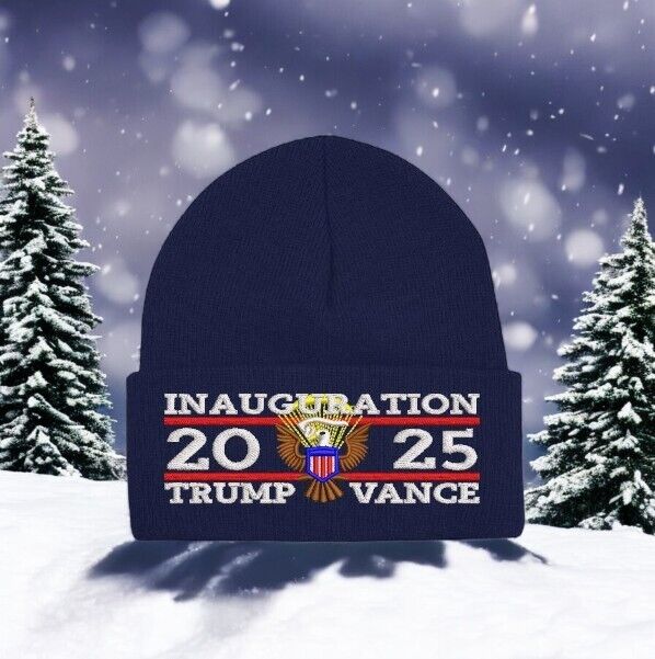 Trump 2025 Inauguration Great Seal Winter Beanie Hat 45-47 Embroidered in USA