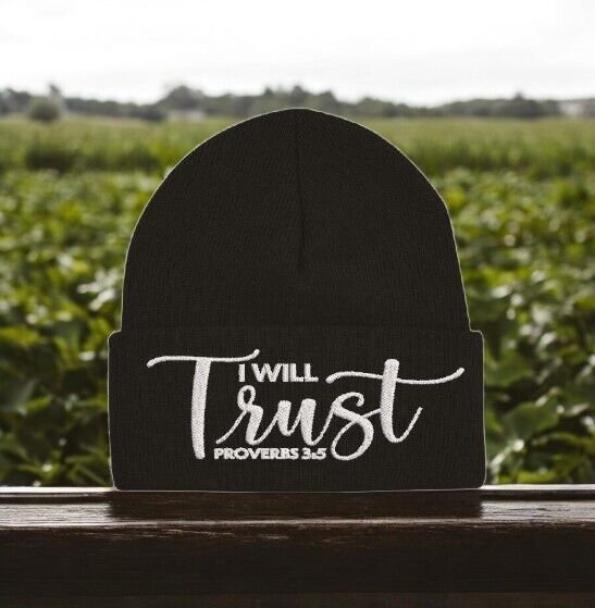 Jesus Christ Winter Beanie Hat I WILL TRUST IN THE LORD Embroidered Winter Hat