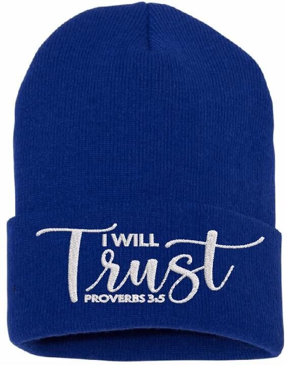 Beanies for Men "I WILL TRUST" Proverbs 3:5 Church Faith Christian Winter Hat