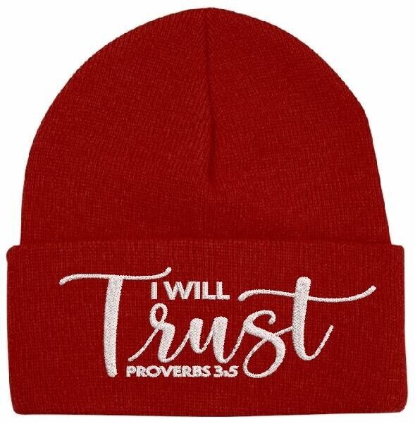 Jesus Christ Winter Beanie Hat I WILL TRUST IN THE LORD Embroidered Winter Hat