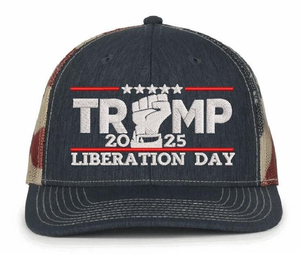 Trump 2025 Hat - LIBERATION DAY Embroidered Adjustable Old Glory Trump 2025 Hat