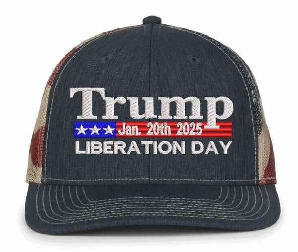 Trump 2025 Hat - LIBERATION Hat Embroidered Adjustable Old Glory Trump 2025 Hat