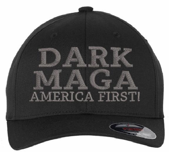 DARK MAGA Hat Flex fit or Adjustable Blackout Hat with back DARK GRAY Flag