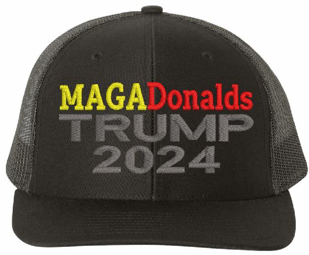 Dark MAGA MAGADonalds Embroidered Hat - TRMP 2024 MAGADonalds Hat