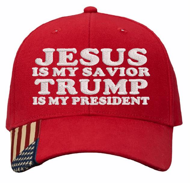 Jesus is my savior Trump is my President Outdoor Cap USA300 Flag Brim Hat Style