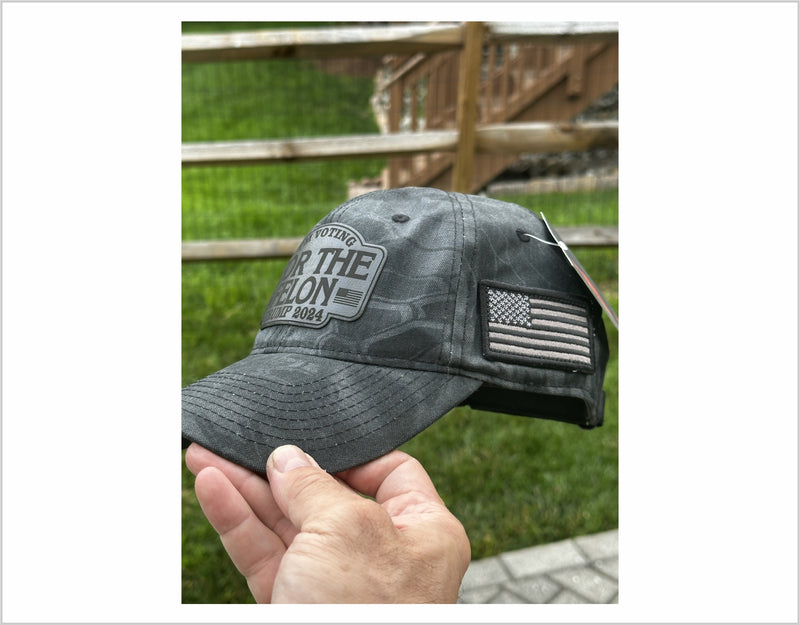 Trump 2024 Hat - VOTING FOR FELON 2024 Black LEATHER BADGE