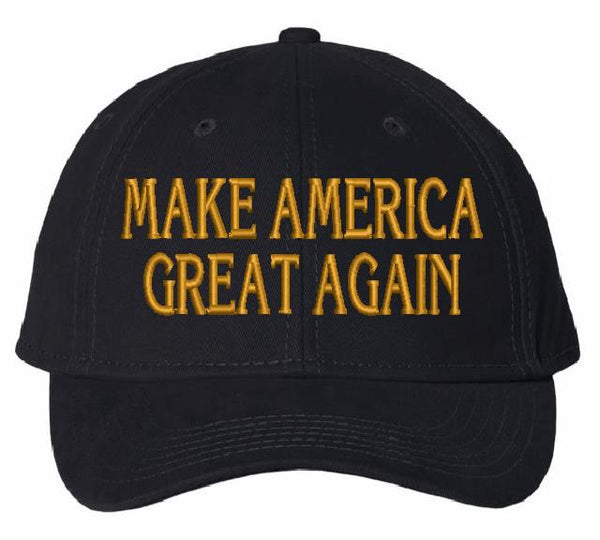 Trump 2024 Hat - Make America Great Gold Embroidery Adjustable AH30 Black Hat