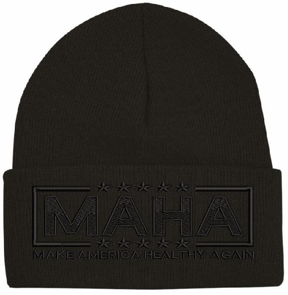 Trump Winter Hat - Embroidered Blackout MAHA Make America Healthy Again Winter Hat