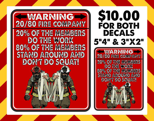 20/80 Fire Company Set of 2 Firefighter Decals
