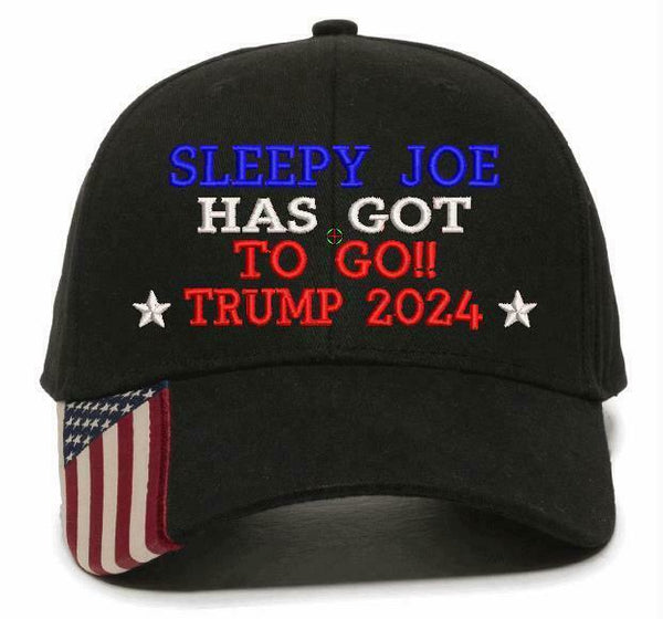 Sleep Joe Has Got to Go Trump 2024 Embroidered USA300 Hat with Flag Brim
