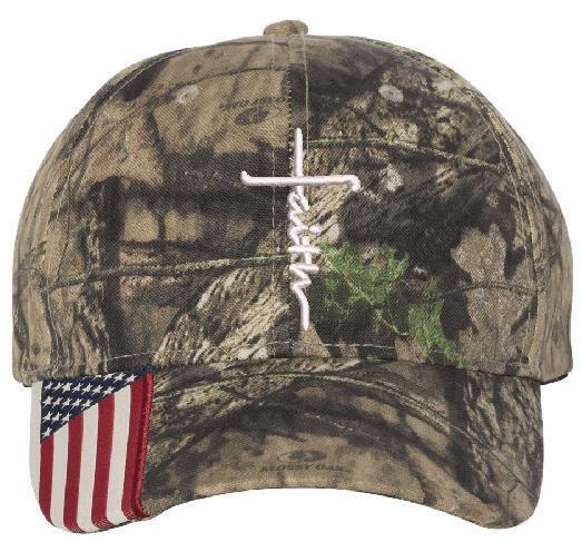 Faith Hat - Embroidered USA300 Adjustable hat w/ flag brim Faith Jesus Christ