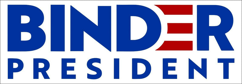Anti Joe Biden Bumper Sticker "BINDER PRESIDENT" 8.6" x 3" Political Sticker
