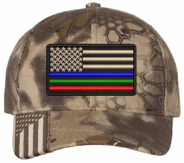 Thin Blue Line Green Line Red Line USA Flag Kryptek Adjustable Embroidered Hat