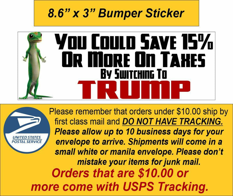 Donald Trump Bumper Sticker Save 15% By Switching to Trump Sticker or Magnet