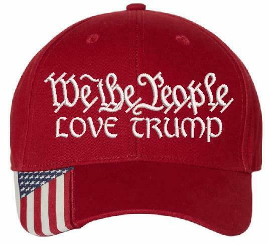 We The People "LOVE TRUMP" Embroidered Hat 2nd Amendment USA300 hat w/Flag Brim
