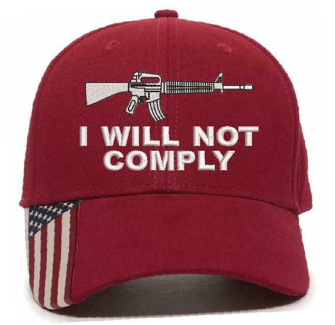 I WILL NOT COMPLY HAT with AK47 AR15 Gun Embroidered Adjustable Hat-Various Hats