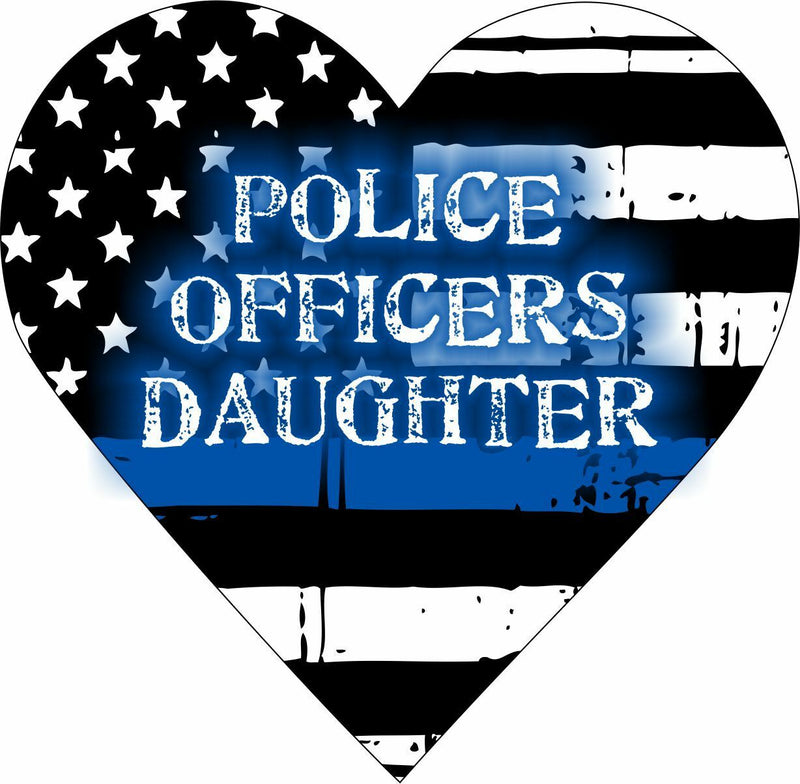 Thin blue line decal-Police officer's daughter heart window decal-various sizes