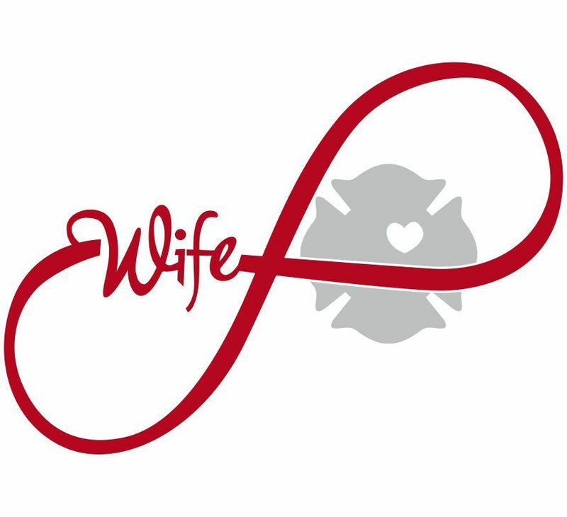 Firefighters window decal - Firefighters Wife Ribbon Maltese Design 6" x 4"