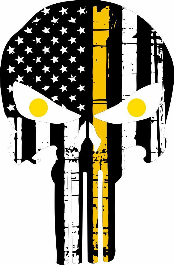 Thin Yellow Line Tow Eyes Products PUNISHER Tattered Flag Decal Numerous Sizes