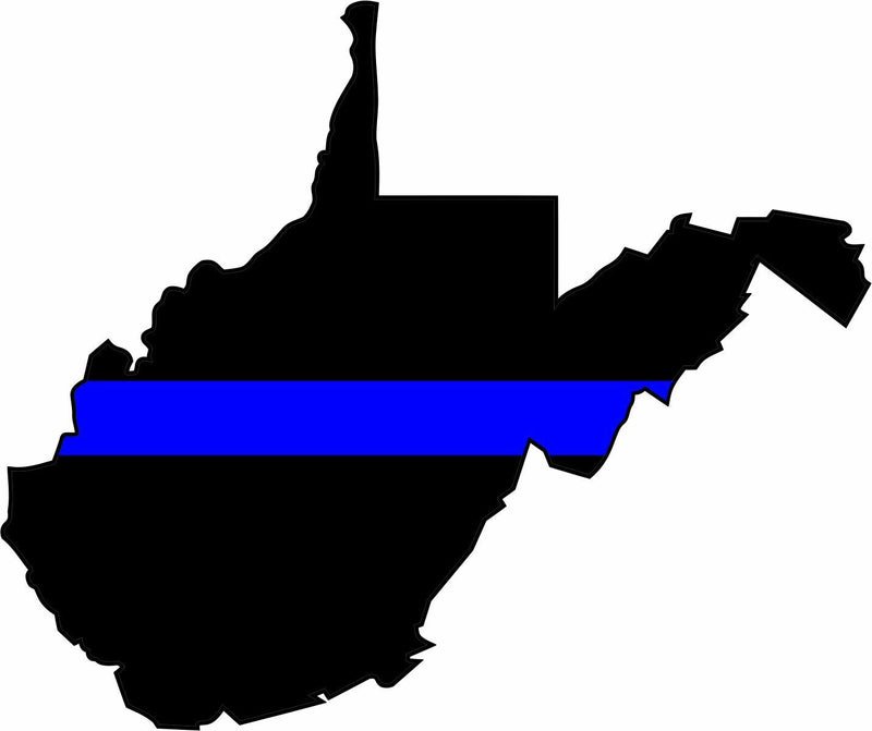 Thin Blue Line State of West Virginia Decal- 4.7"W x 4"T REFLECTIVE window Decal