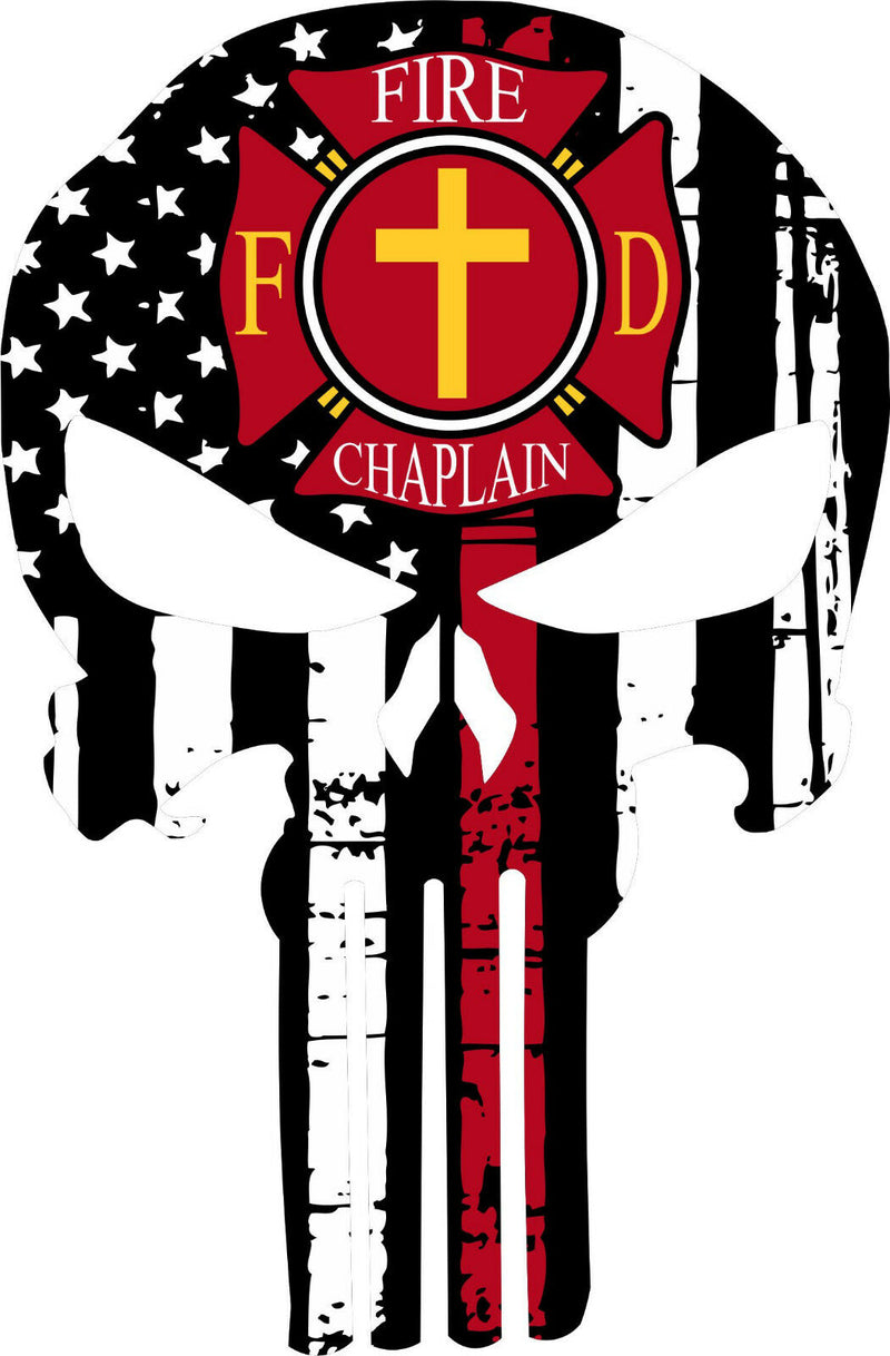Thin Red Line Decal - Firefighter Fire Chaplain Punisher Decal Various Sizes