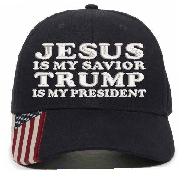 Jesus is my savior Trump is my President Outdoor Cap USA300 Flag Brim Hat Style