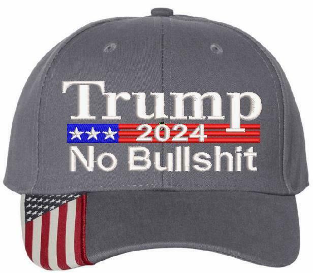 Trump 2024 No Bullsh*t Embroidered Hat - USA300 Adjustable Hat - Var. Colors