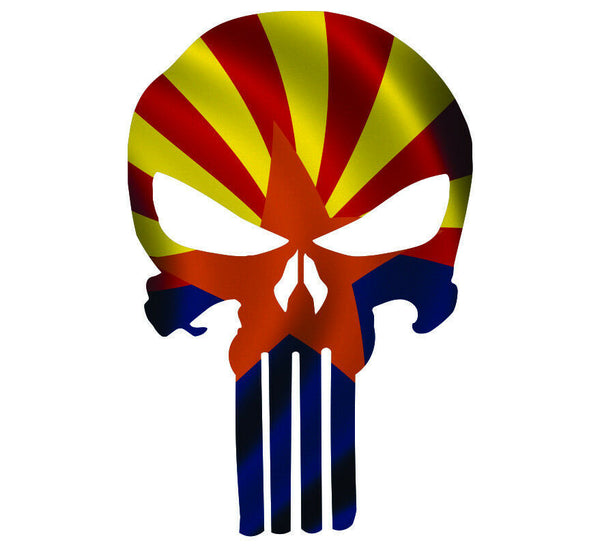 Punisher Decal State of Arizona Flag Vinyl Decal - Various Sizes, ships free