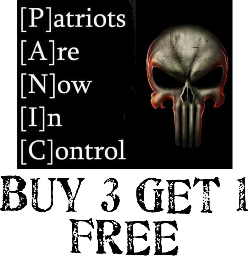 The Patriot Party PANIC Patriots are now in control bumper sticker 5" x 6" TRUMP