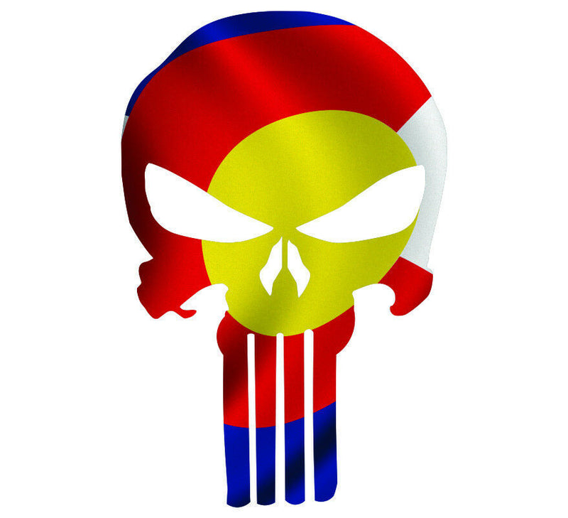 Punisher Decal State of Colorado Flag Vinyl Decal - Various Sizes, ships free