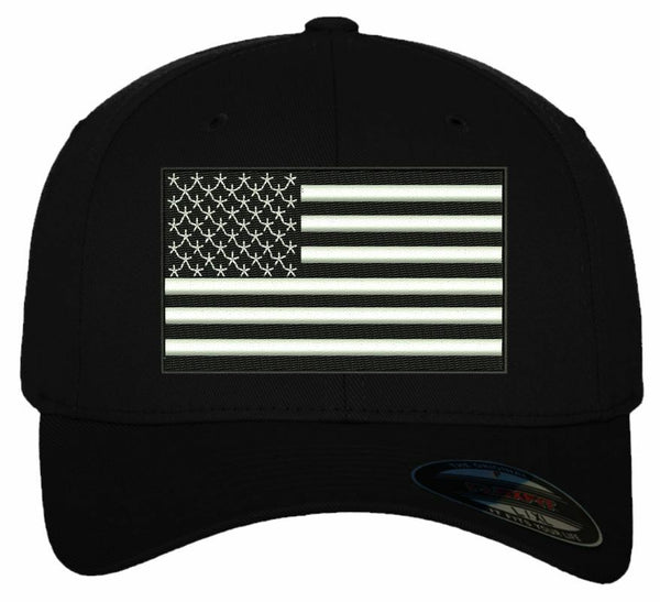 Black/White USA Flag/ Embroidered Ball Cap/ Free Shipping