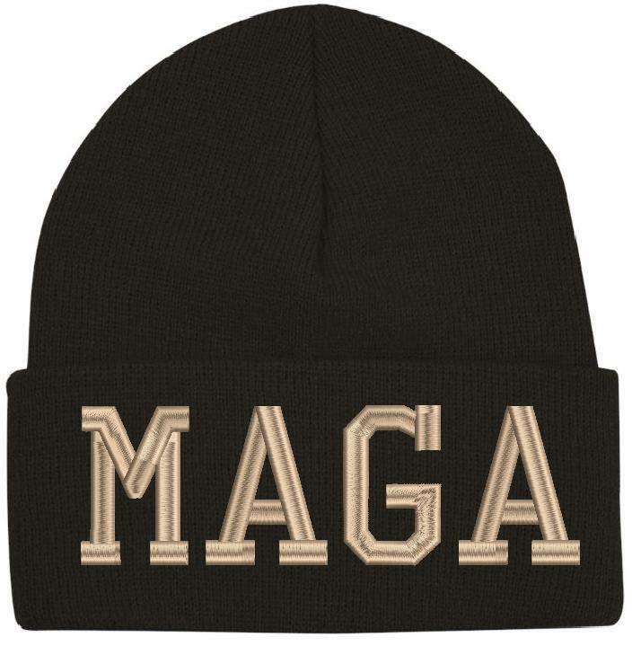 Donald Trump MAGA BLACK ON BLACK Embroidered Winter Hat Make America Great Again
