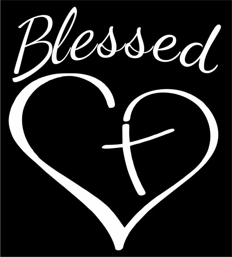 Blessed Heart Christian cross Religious GOD Exterior Window Decal-Various Colors