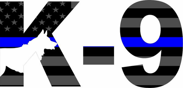 Thin Blue Line Decal Police K-9 Subdued USA Flag window decal - Various Sizes