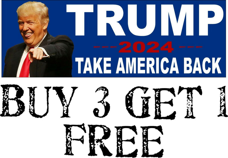 Trump President TAKE AMERICA BACK MAGA 2024 Bumper Sticker 8.7" x 3" Trump 2024