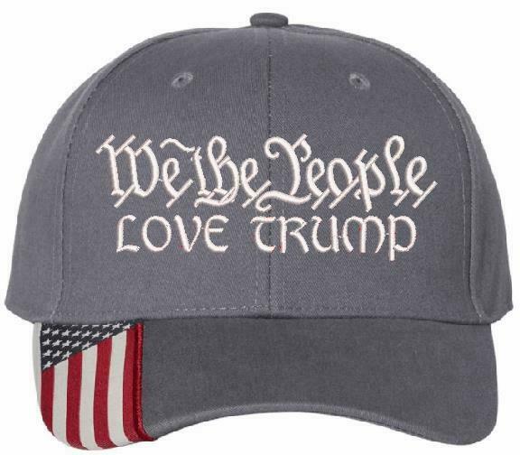 We The People "LOVE TRUMP" Embroidered Hat 2nd Amendment USA300 hat w/Flag Brim