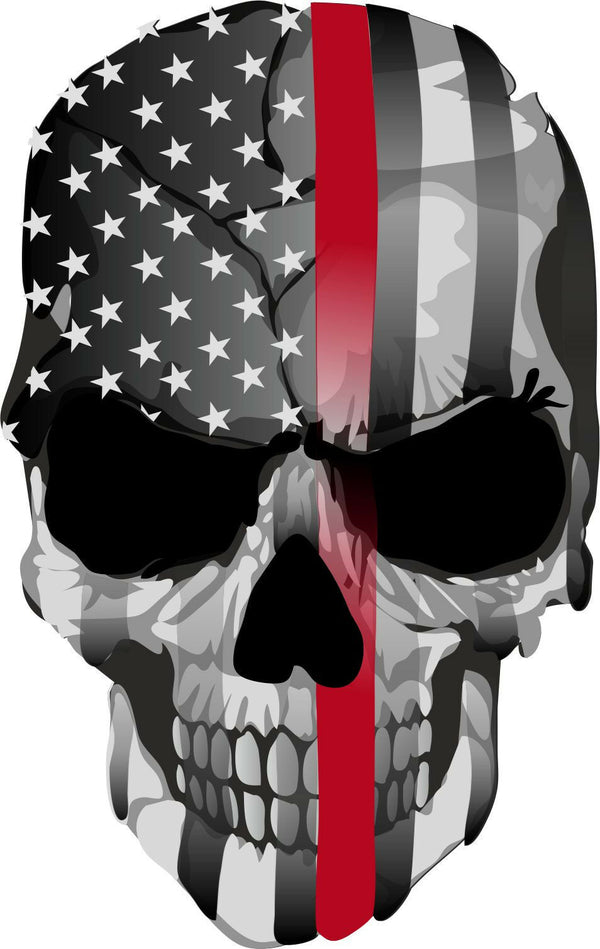Thin Red Line decal - Punisher Skull Red Line USA Version 2 - Various Sizes