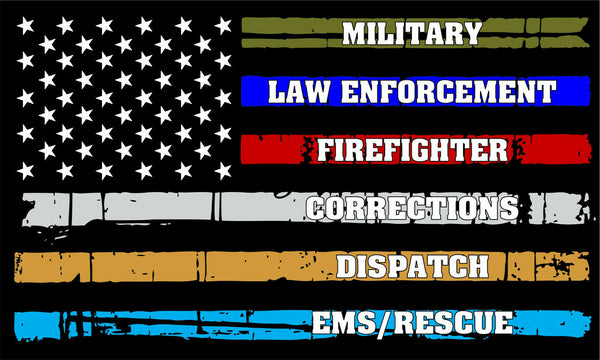 Thin Blue Line, Police, Fire, Military, Dispatch Rescue Exterior Flag Decal