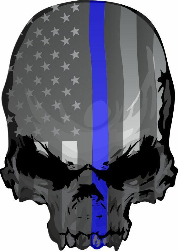 Thin blue line Punisher USA Theme Window Decal - Various Materials and Sizes