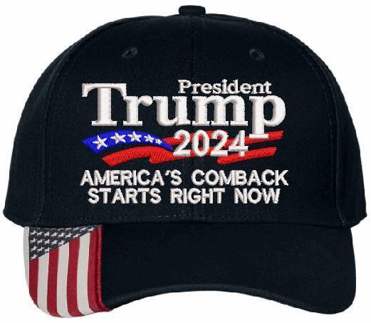 TRUMP 2024 Hat "America's comeback starts right now" Adjustable Embroidered Hat