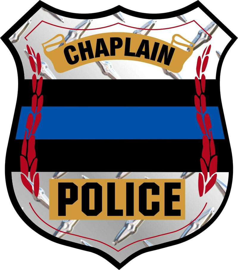 Thin Blue Line Chaplain Badge Diamond Window Decal Police Law Enforcement