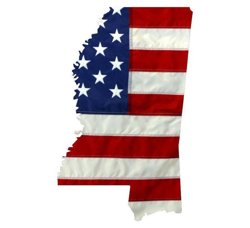 State of Mississippi Realistic American Flag Window Decal - Various Sizes